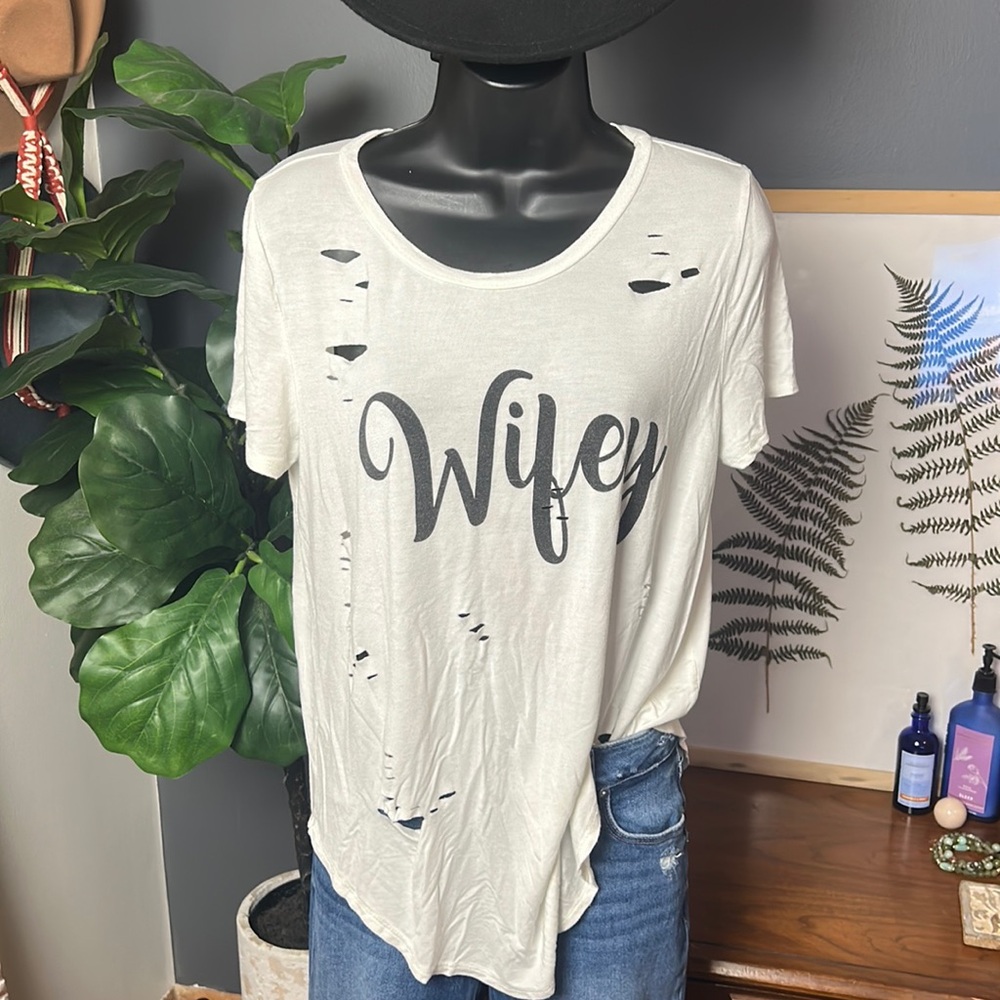 Hippie Chic Wifey Graphic T shirt Distressed